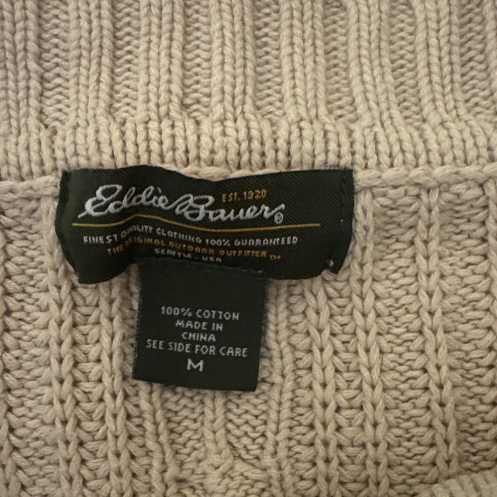 Eddie Bauer Beige Cable Knit Cardigan - Picture 3 of 4